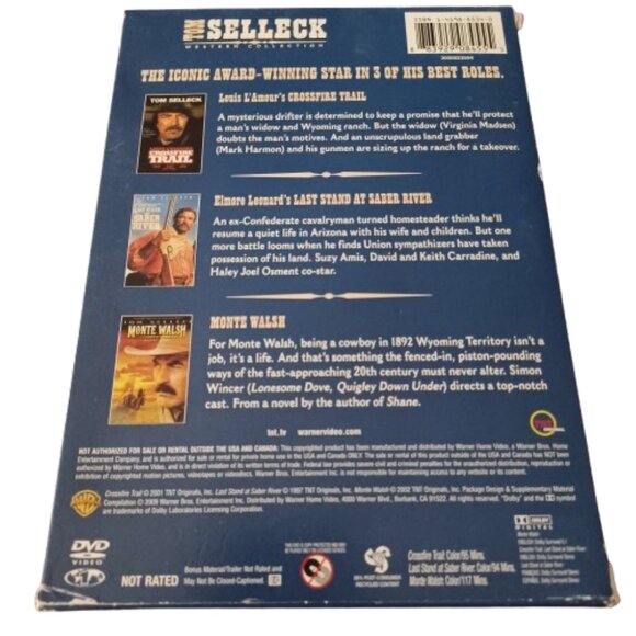 Western DVD 3 Movie Collection Set Tom Selleck Crossfire Trail Monte Walsh Plus - Picture 3 of 5